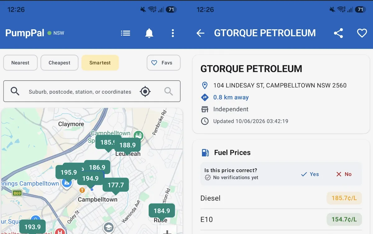 PumpPal mobile app for finding cheaper fuel